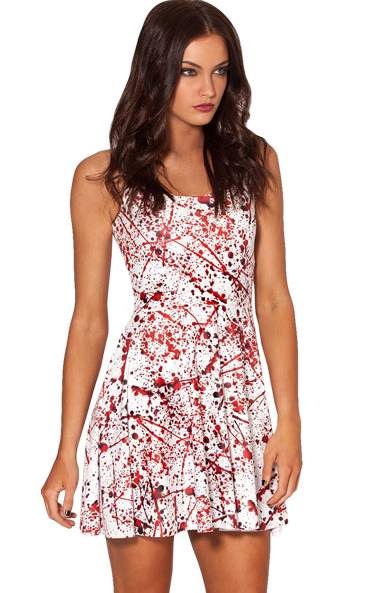 F33052  Halloween Blood Splatter Skater Dress